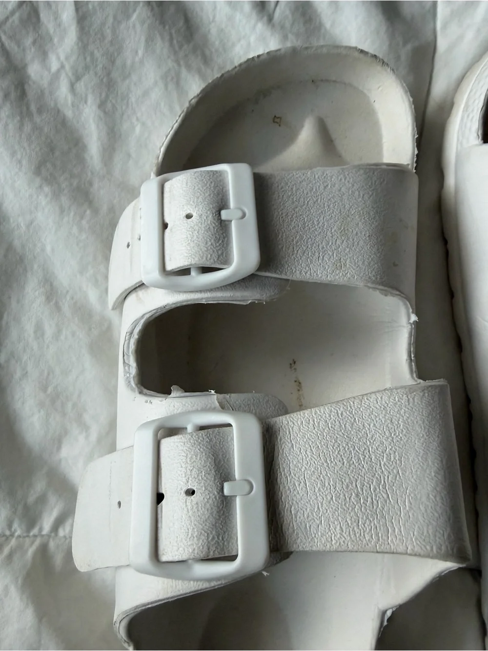 White Double-Strap Slide Sandals